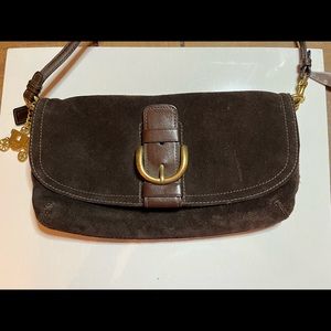 Coach brown suede purse with gold details